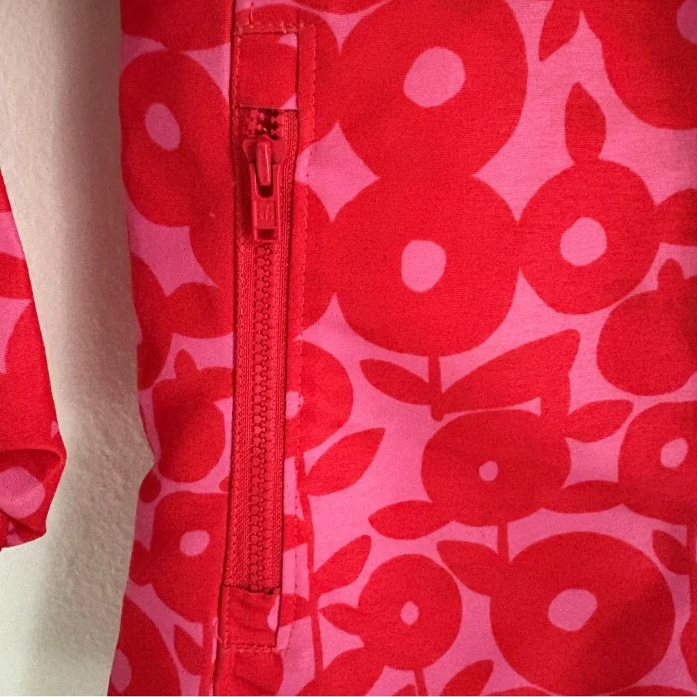Land’s End | Girls Lightweight Pink Red Floral Zip Up‎ Jacket w Hood Size 4